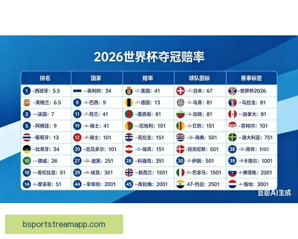 2026世界杯夺冠热门球队赔率深度解析与赛程趋势预测